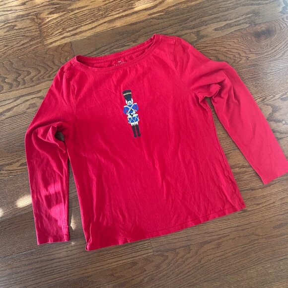 Talbots Christmas Nutcracker Blue Brummer Man Red Long Sleeve Tee Size Large - Picture 9 of 9